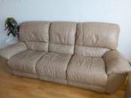 2 en 3 zits leren beige banken, Huis en Inrichting, Banken | Bankstellen, Ophalen, Gebruikt, 100 tot 125 cm, Leer