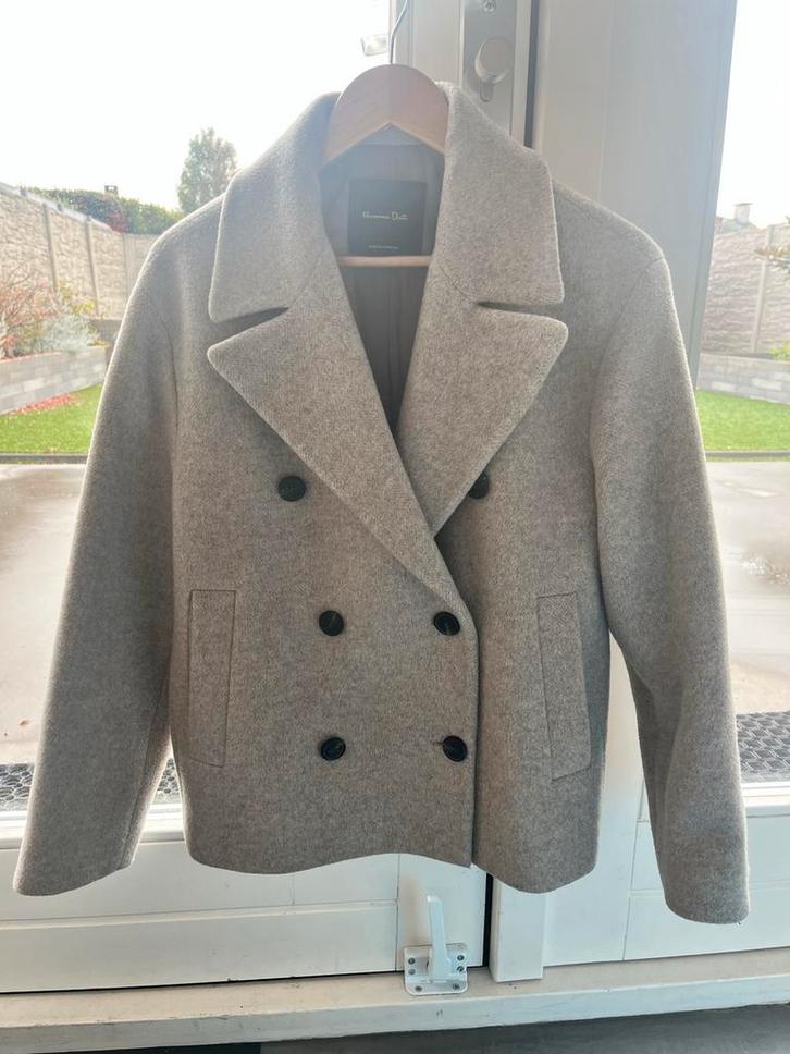 Massimo Dutti Mantel Maat 40 Lichtgrijs Taupe, Kleding | Dames, Jassen | Winter, Zo goed als nieuw, Maat 38/40 (M), Grijs, Ophalen of Verzenden