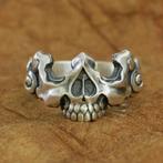 Skull ring - 925 Zilver, Sieraden, Tassen en Uiterlijk, Ringen, Beyondthepaintingstudio@gmail.com, Nieuw, Dame of Heer, Zilver