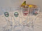 4 Heineken bierglazen met oude logo's, Verzamelen, Biermerken, Ophalen, Zo goed als nieuw, Glas of Glazen, Heineken