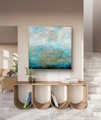 Abstract landschap met structuur en goud – 80x80 cm, Ophalen