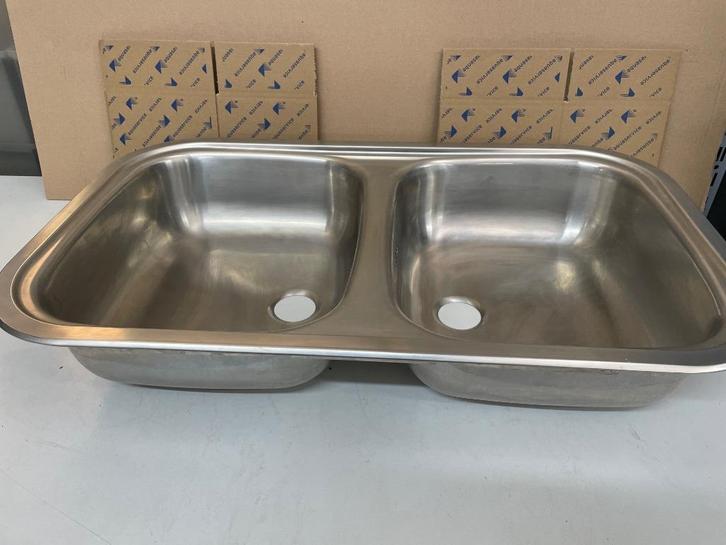 Dubbele Spoelbak RVS Inbouw, Watersport en Boten, Accessoires en Onderhoud, Nieuw, Kombuis en Sanitair, Ophalen