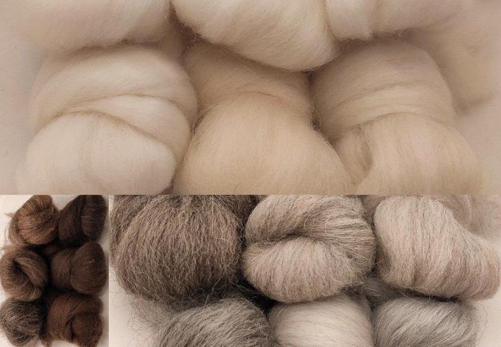 6-18 natuurtinten lontwol | naaldvilten | viltwol | 30cm/1m, Hobby en Vrije tijd, Vilt, Nieuw, Overige typen, Wolvilt, Verzenden