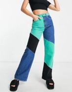 Bershka jeans maat 34 patchwork wijde pijp blauw groen zwart, Kleding | Dames, Broeken en Pantalons, Verzenden, Bershka, Zo goed als nieuw
