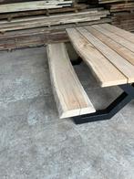 Eiken picknicktafel 250 x 100 cm 5 dik en totaal 150 breed, Ophalen, Zo goed als nieuw
