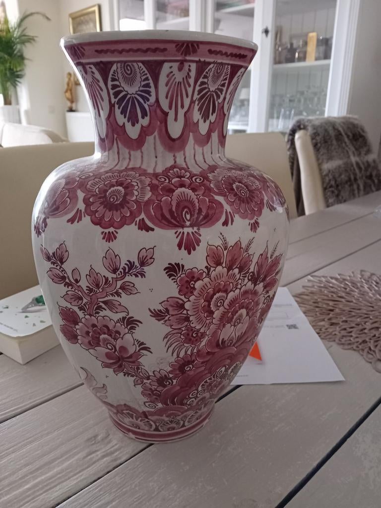 Prachtig Delfts rode vaas, Ophalen of Verzenden