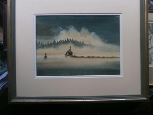 Mooi schild. (aquarel ) Schip met lading, mooie achtergrond, Huis en Inrichting, Woonaccessoires | Schilderijen, Tekeningen en Foto's