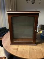 Houten vitrinekast met glazen deur, Ophalen, Met plank(en), Minder dan 50 cm, Gebruikt