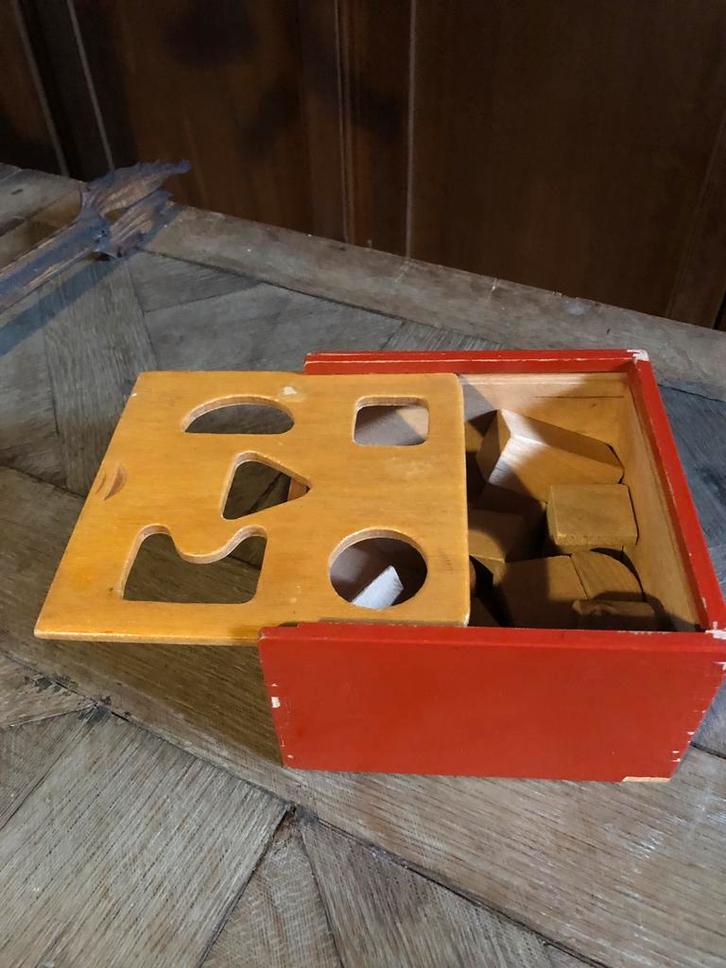 Vintage Blokkendoos - ADO of Okwa?, Kinderen en Baby's, Speelgoed | Houten speelgoed, Gebruikt, Overige typen, Ophalen of Verzenden