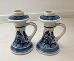 2 Delfts blauwe kandelaars, Ophalen of Verzenden, Zo goed als nieuw, Overige materialen, Minder dan 25 cm