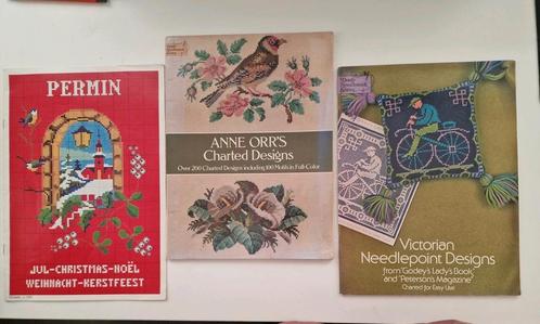3 boeken met borduurpatronen, Hobby en Vrije tijd, Borduren en Borduurmachines, Zo goed als nieuw, Patroon, Handborduren, Ophalen of Verzenden