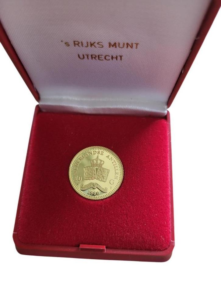 Nederlandse Antillen gouden 10 gulden 1980, Postzegels en Munten, Edelmetalen en Baren, Goud, Ophalen of Verzenden