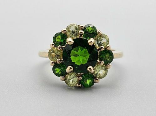Gouden Vintage ring edelsteen smaragd en peridot. 2024/11, Antiek en Kunst, Antiek | Goud en Zilver, Goud, Ophalen of Verzenden