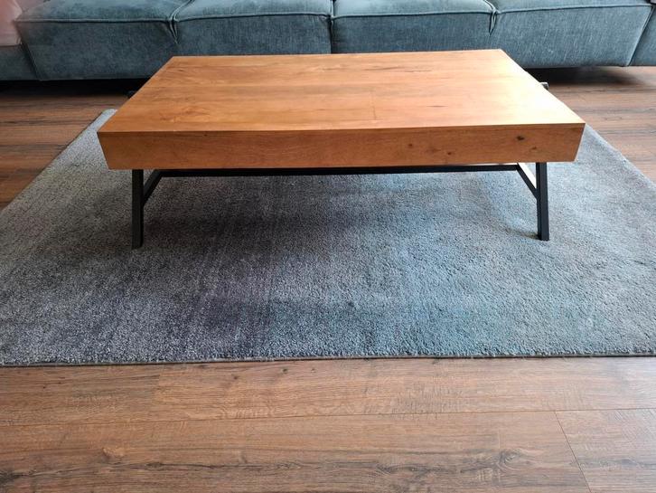 Houten Salontafel met Metalen Onderstel, Huis en Inrichting, Tafels | Salontafels, Zo goed als nieuw, Minder dan 50 cm, 50 tot 100 cm