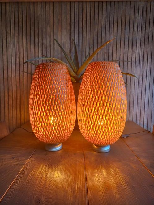 IKEA Boja Tafellampen Set - Bamboe - Zo Goed Als Nieuw, Huis en Inrichting, Lampen | Tafellampen, Zo goed als nieuw, Minder dan 50 cm