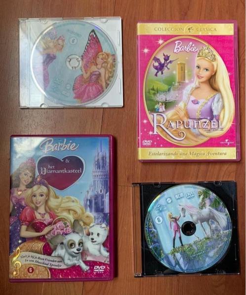 4x DVD Barbie; Fairy Princess, Rapunzel, diamantkasteel, Pon, Cd's en Dvd's, Dvd's | Kinderen en Jeugd, Zo goed als nieuw, Avontuur