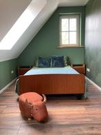 Vintage jaren '60 bed inclusief nachtkastjes, Vintage, retro, deens, sixties, Bruin, 140 cm, Zo goed als nieuw