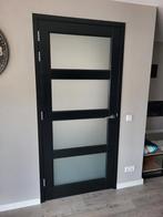 Industrieel look deur zwart matglas zgan, Doe-het-zelf en Verbouw, Deuren en Horren, Ophalen, 80 tot 100 cm, 215 cm of meer, Binnendeur