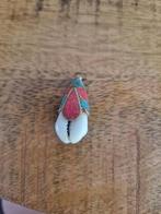 Antieke, Tibetaanse hanger. Schelp met turquoise en koraal., Sieraden, Tassen en Uiterlijk, Antieke sieraden, Ophalen of Verzenden
