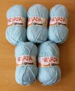 5 bollen Nevada Wol - Almonde - lichtblauw, Almonde, Breien of Haken, Nieuw, Ophalen of Verzenden