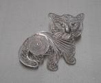 Zilveren broche poes nr.285, Sieraden, Tassen en Uiterlijk, Broches, 4 tot 7 cm, Verzenden, Zo goed als nieuw, Zilver