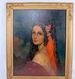 Olieverf schilderij op doek portret, Ophalen of Verzenden