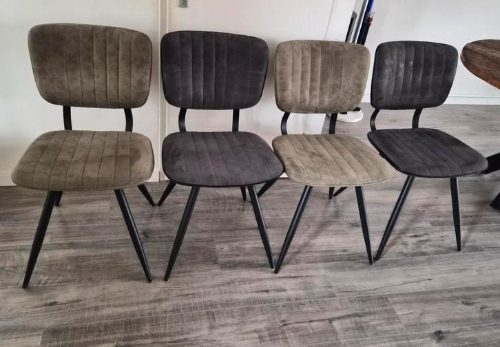 Leen Bakker Brim Eetkamerstoelen - 4 stuks, Huis en Inrichting, Stoelen, Gebruikt, Vier, Metaal, Stof, Overige kleuren, Ophalen