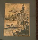 Oude prent van tekening Rotterdam, Antiek en Kunst, Ophalen of Verzenden