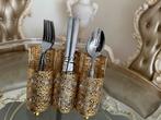 Gouden Bestekhouder met Strass, Huis en Inrichting, Keuken | Bestek, Ophalen of Verzenden, Zo goed als nieuw, Overige materialen