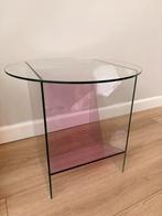 &Klevering glazen bijzettafel roze, Huis en Inrichting, Tafels | Bijzettafels, Minder dan 55 cm, Rond, Ophalen, 45 tot 60 cm