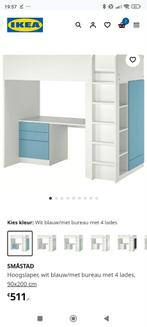 Stuva hoogslaper Ikea wit/blauw, Ophalen, Zo goed als nieuw, Hoogslaper