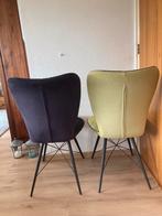 4 Eetkamerstoelen, 2 zwarte, 1 groene, 1 blauwe., Huis en Inrichting, Stoelen, Ophalen, Gebruikt, Vier