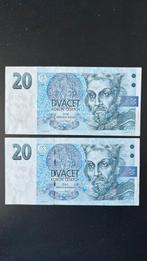 Tsjechië 20 kroon UNC op een volgende nummers, Ophalen of Verzenden, Overige landen