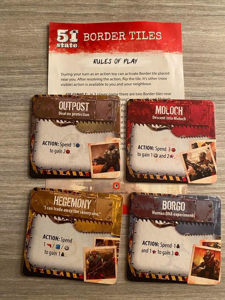 51st State: Promo Border Tiles, Hobby en Vrije tijd, Gezelschapsspellen | Bordspellen, Zo goed als nieuw, Een of twee spelers