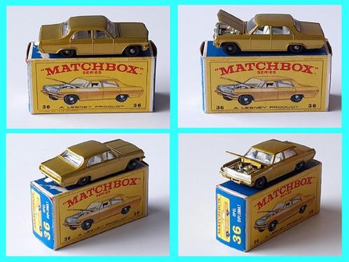 (5) Matchbox Lesney nr 36C Opel Diplomat + Orig E3-Box., Hobby en Vrije tijd, Modelauto's | Overige schalen, Ophalen of Verzenden