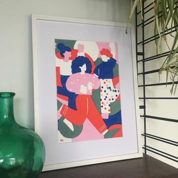 Handgemaakte linodruk print A4-formaat ZONDER lijst beschikbaar voor biedingen