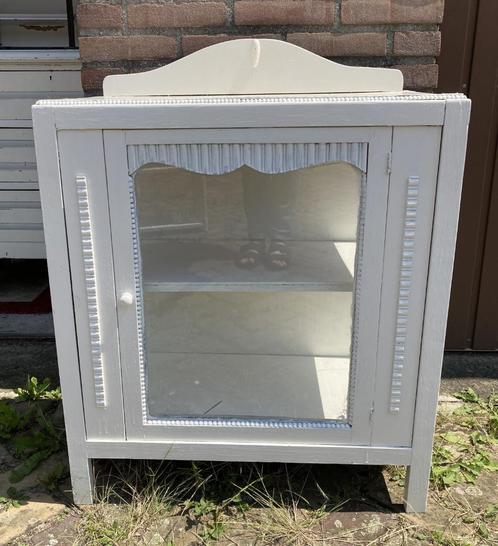 Brocante wit houten theekastje, Huis en Inrichting, Woonaccessoires | Overige, Gebruikt, Ophalen