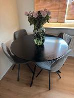 Zwarte Ronde Eettafel voor 4 Personen, Ophalen, Gebruikt, 100 tot 150 cm, Rond