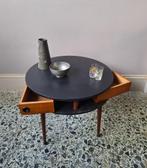 vintage midcentury driepoot bijzettafel naaitafel salontafel, Rond, Gebruikt, 45 tot 60 cm, Minder dan 55 cm