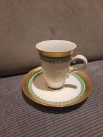 Tirschenreuth kop en schotel - goud/groen decor, Ophalen of Verzenden