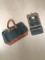Luxe Canvas & Lederen Reistas met Toilettas, Ophalen, 30 cm of meer, Nieuw, Groen