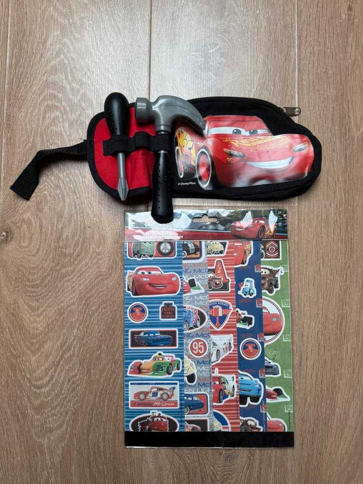 Smoby Cars gereedschapsriem / buidel + Cars stickervellen, Kinderen en Baby's, Speelgoed | Overig, Zo goed als nieuw, Jongen of Meisje