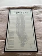 Poster NYC plattegrond incl zwarte lijst op maat, Met lijst, Ophalen of Verzenden, A1 t/m A3, Zo goed als nieuw