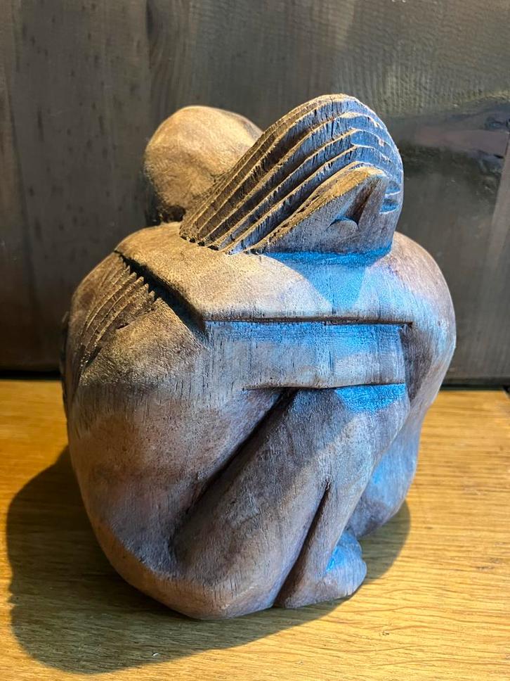 Houten Yoko - vriendschapsbeeld., Antiek en Kunst, Kunst | Beelden en Houtsnijwerken, Ophalen of Verzenden