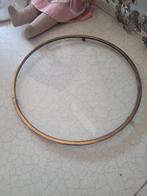 Vintage metalen plateau met glas foto 1 t/m 3