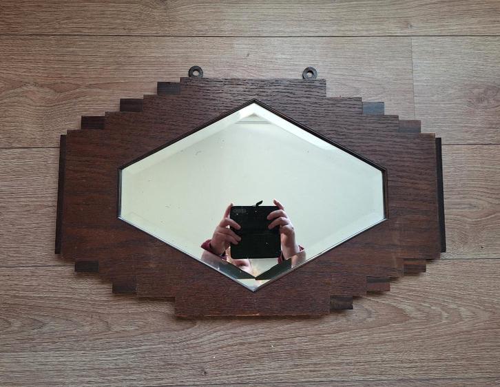 Art deco spiegel 60x40cm, Antiek en Kunst, Antiek | Spiegels, 50 tot 100 cm, Minder dan 100 cm, Rechthoekig, Ophalen