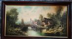 Gemälde "Alte Mühle" von G. Bährend 50x100 gerahmt, Antiek en Kunst, Kunst | Schilderijen | Klassiek, Verzenden