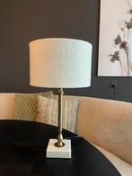 Gouden tafellamp met marmeren voet en teddy kap, Huis en Inrichting, Lampen | Tafellampen, Ophalen of Verzenden, Nieuw, Metaal