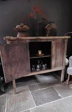 Old farm barnwood 1 deurs kast op hoge poten, Huis en Inrichting, Kasten | Dressoirs, Ophalen, Met plank(en), Gebruikt, 75 cm of meer