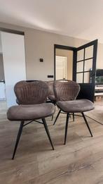 6 taupe microleder eetkamerstoelen, Ophalen, Gebruikt, Bruin, Stof